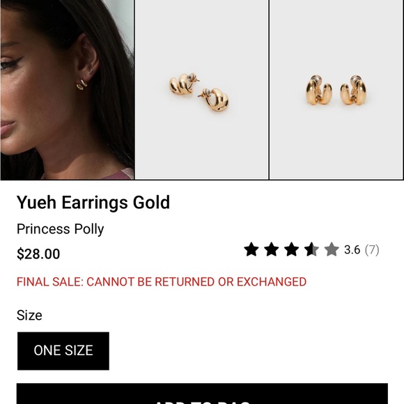 Princess Polly Gold Hoops - Picture 4 of 4